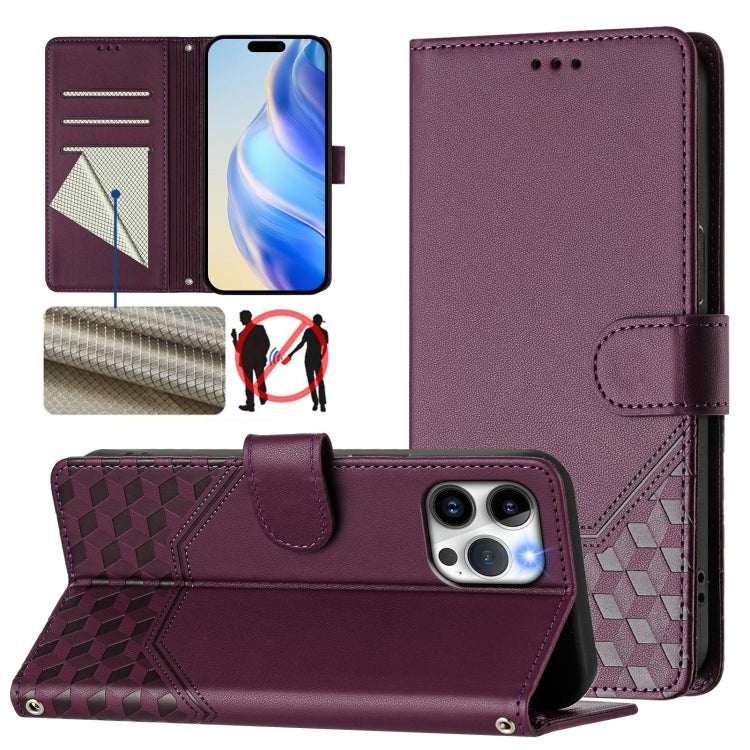 Étui de téléphone en cuir gaufré nid d'abeille RFID, pour iPhone 14 Pro Max, pour iPhone SE 2022 / 2020 / 8 / 7, pour iPhone 13 Pro Max, pour iPhone 13 Pro, pour iPhone 13 mini, pour iPhone 12 / 12 Pro, pour iPhone 12 Pro Max, pour iPhone 12 mini