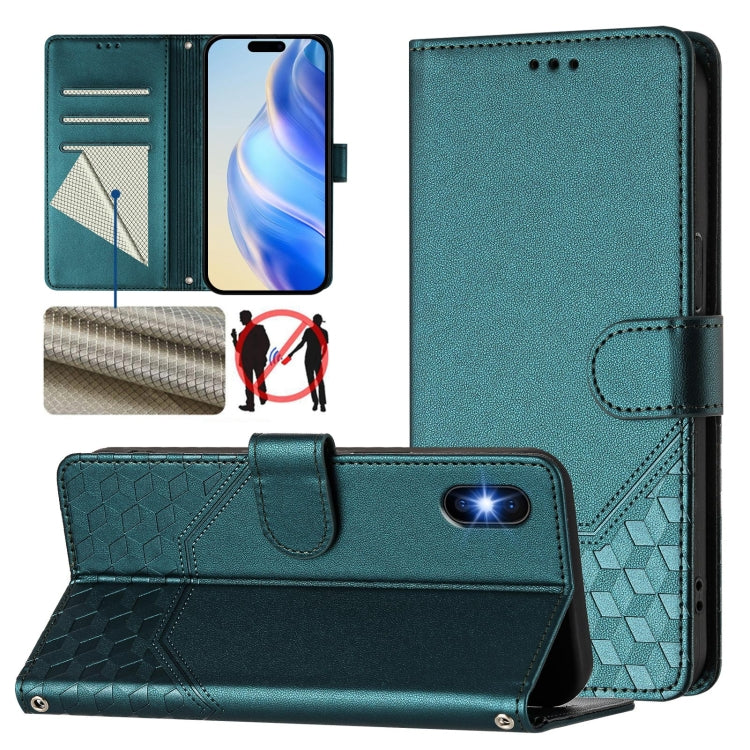 Étui de téléphone en cuir avec gaufrage en nid d'abeille RFID, pour iPhone 11 Pro Max, pour iPhone 11, pour iPhone 11 Pro, pour iPhone X / XS, pour iPhone XR, pour iPhone XS Max, pour iPhone 8 Plus / 7 Plus