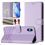 Étui de téléphone en cuir avec gaufrage en nid d'abeille RFID, pour iPhone 11 Pro Max, pour iPhone 11, pour iPhone 11 Pro, pour iPhone X / XS, pour iPhone XR, pour iPhone XS Max, pour iPhone 8 Plus / 7 Plus