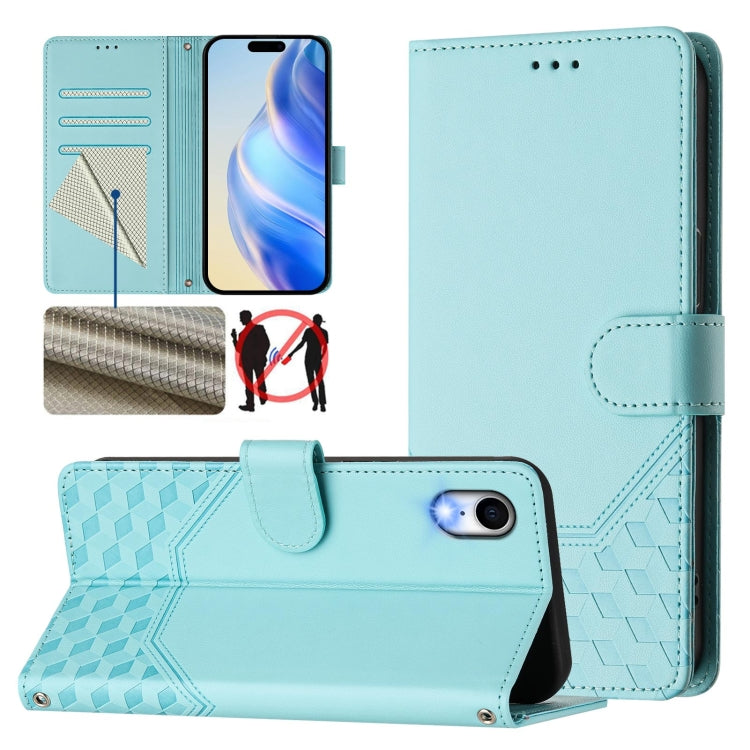 Étui de téléphone en cuir avec gaufrage en nid d'abeille RFID, pour iPhone 11 Pro Max, pour iPhone 11, pour iPhone 11 Pro, pour iPhone X / XS, pour iPhone XR, pour iPhone XS Max, pour iPhone 8 Plus / 7 Plus