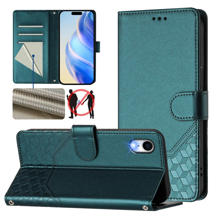 Étui de téléphone en cuir avec gaufrage en nid d'abeille RFID, pour iPhone 11 Pro Max, pour iPhone 11, pour iPhone 11 Pro, pour iPhone X / XS, pour iPhone XR, pour iPhone XS Max, pour iPhone 8 Plus / 7 Plus