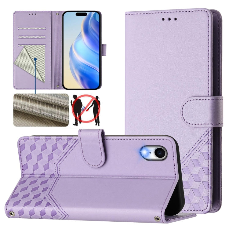 Étui de téléphone en cuir avec gaufrage en nid d'abeille RFID, pour iPhone 11 Pro Max, pour iPhone 11, pour iPhone 11 Pro, pour iPhone X / XS, pour iPhone XR, pour iPhone XS Max, pour iPhone 8 Plus / 7 Plus