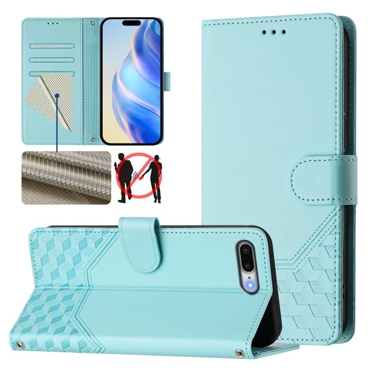 Étui de téléphone en cuir avec gaufrage en nid d'abeille RFID, pour iPhone 11 Pro Max, pour iPhone 11, pour iPhone 11 Pro, pour iPhone X / XS, pour iPhone XR, pour iPhone XS Max, pour iPhone 8 Plus / 7 Plus