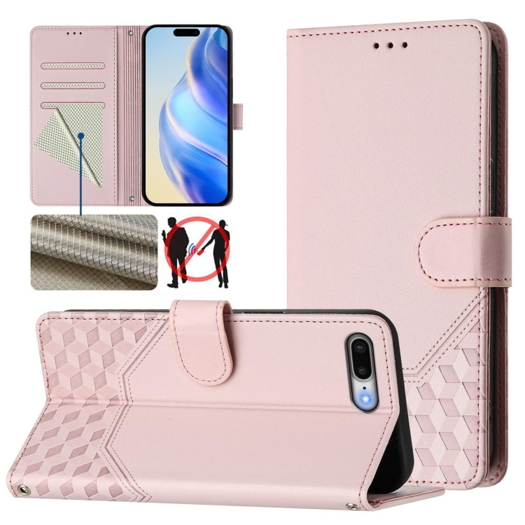 Étui de téléphone en cuir avec gaufrage en nid d'abeille RFID, pour iPhone 11 Pro Max, pour iPhone 11, pour iPhone 11 Pro, pour iPhone X / XS, pour iPhone XR, pour iPhone XS Max, pour iPhone 8 Plus / 7 Plus