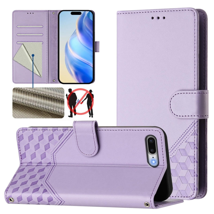 Étui de téléphone en cuir avec gaufrage en nid d'abeille RFID, pour iPhone 11 Pro Max, pour iPhone 11, pour iPhone 11 Pro, pour iPhone X / XS, pour iPhone XR, pour iPhone XS Max, pour iPhone 8 Plus / 7 Plus