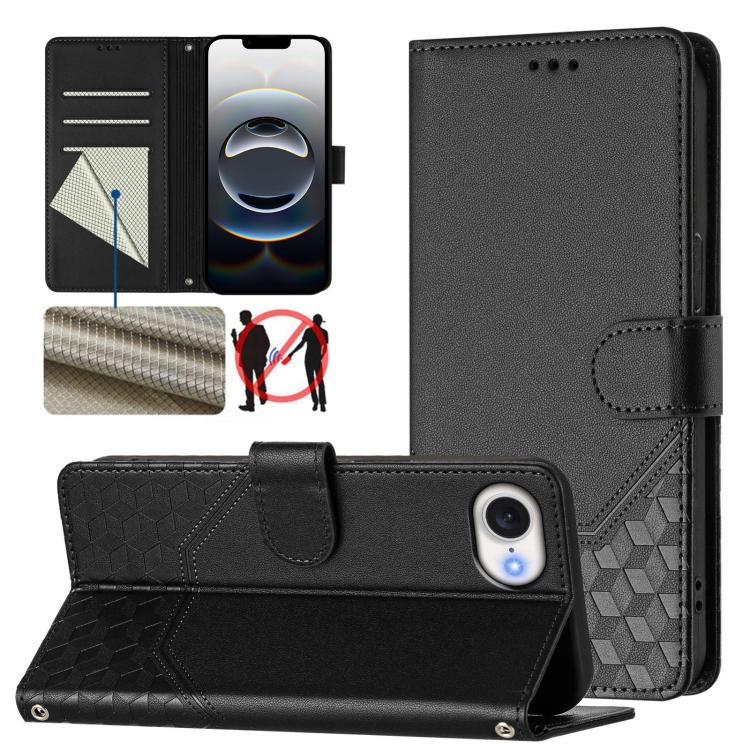 Étui en cuir gaufré nid d'abeille avec protection RFID, pour iPhone 17e / 16e, pour iPhone 17 Pro Max, pour iPhone 17 Pro, pour iPhone 17, pour iPhone Air, pour iPhone 16 Pro Max, pour iPhone 16 Pro, pour iPhone 16 Plus
