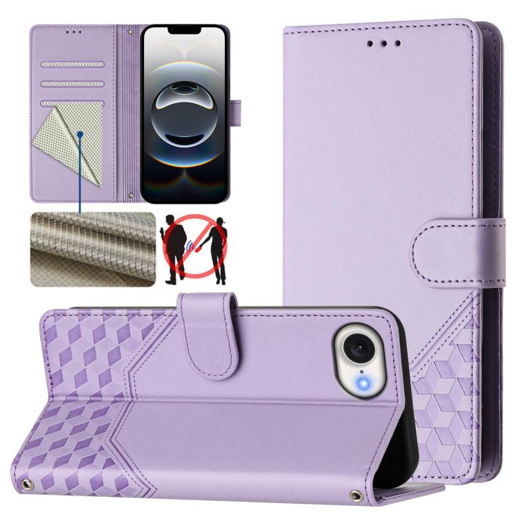 Étui en cuir gaufré nid d'abeille avec protection RFID, pour iPhone 17e / 16e, pour iPhone 17 Pro Max, pour iPhone 17 Pro, pour iPhone 17, pour iPhone Air, pour iPhone 16 Pro Max, pour iPhone 16 Pro, pour iPhone 16 Plus