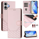 Étui en cuir gaufré nid d'abeille avec protection RFID, pour iPhone 17e / 16e, pour iPhone 17 Pro Max, pour iPhone 17 Pro, pour iPhone 17, pour iPhone Air, pour iPhone 16 Pro Max, pour iPhone 16 Pro, pour iPhone 16 Plus