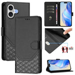 Étui en cuir gaufré nid d'abeille avec protection RFID, pour iPhone 17e / 16e, pour iPhone 17 Pro Max, pour iPhone 17 Pro, pour iPhone 17, pour iPhone Air, pour iPhone 16 Pro Max, pour iPhone 16 Pro, pour iPhone 16 Plus
