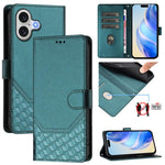 Étui en cuir gaufré nid d'abeille avec protection RFID, pour iPhone 17e / 16e, pour iPhone 17 Pro Max, pour iPhone 17 Pro, pour iPhone 17, pour iPhone Air, pour iPhone 16 Pro Max, pour iPhone 16 Pro, pour iPhone 16 Plus