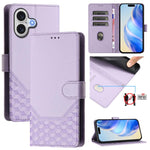 Étui en cuir gaufré nid d'abeille avec protection RFID, pour iPhone 17e / 16e, pour iPhone 17 Pro Max, pour iPhone 17 Pro, pour iPhone 17, pour iPhone Air, pour iPhone 16 Pro Max, pour iPhone 16 Pro, pour iPhone 16 Plus