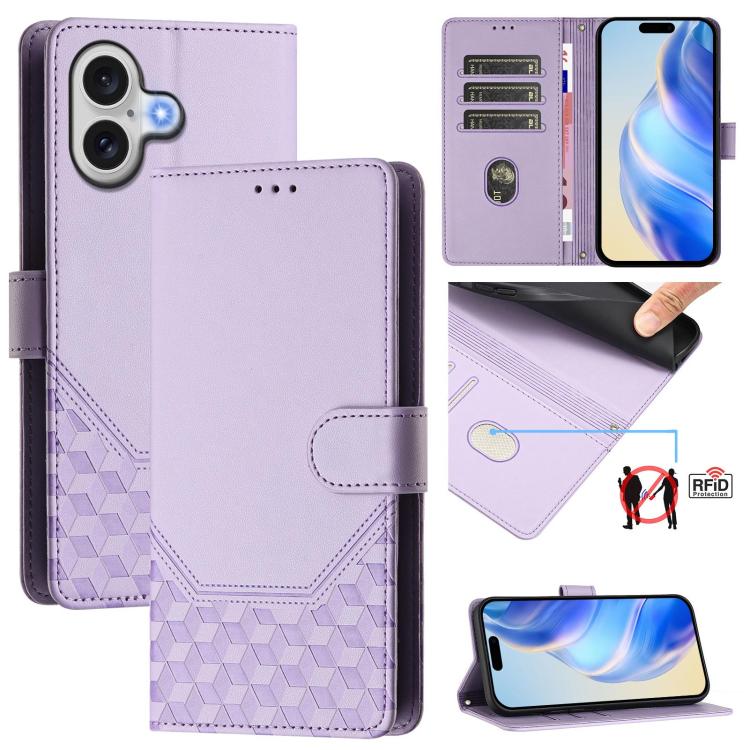 Étui en cuir gaufré nid d'abeille avec protection RFID, pour iPhone 17e / 16e, pour iPhone 17 Pro Max, pour iPhone 17 Pro, pour iPhone 17, pour iPhone Air, pour iPhone 16 Pro Max, pour iPhone 16 Pro, pour iPhone 16 Plus