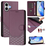 Étui en cuir gaufré nid d'abeille avec protection RFID, pour iPhone 17e / 16e, pour iPhone 17 Pro Max, pour iPhone 17 Pro, pour iPhone 17, pour iPhone Air, pour iPhone 16 Pro Max, pour iPhone 16 Pro, pour iPhone 16 Plus