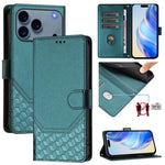 Étui en cuir gaufré nid d'abeille avec protection RFID, pour iPhone 17e / 16e, pour iPhone 17 Pro Max, pour iPhone 17 Pro, pour iPhone 17, pour iPhone Air, pour iPhone 16 Pro Max, pour iPhone 16 Pro, pour iPhone 16 Plus