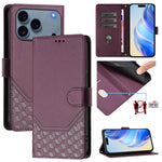 Étui en cuir gaufré nid d'abeille avec protection RFID, pour iPhone 17e / 16e, pour iPhone 17 Pro Max, pour iPhone 17 Pro, pour iPhone 17, pour iPhone Air, pour iPhone 16 Pro Max, pour iPhone 16 Pro, pour iPhone 16 Plus