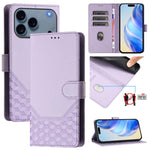 Étui en cuir gaufré nid d'abeille avec protection RFID, pour iPhone 17e / 16e, pour iPhone 17 Pro Max, pour iPhone 17 Pro, pour iPhone 17, pour iPhone Air, pour iPhone 16 Pro Max, pour iPhone 16 Pro, pour iPhone 16 Plus