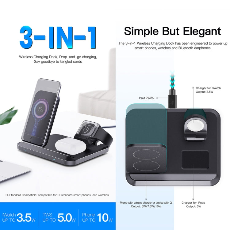 Chargeur sans fil pliable 3 en 1 DW08 15W
