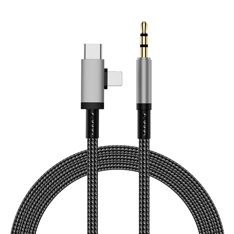 Câble adaptateur audio AUX de voiture 2 en 1 à 8 broches, USB-C/Type-C vers 3,5 mm, Type-C, 8 broches vers 3,5 mm, longueur : 1 m