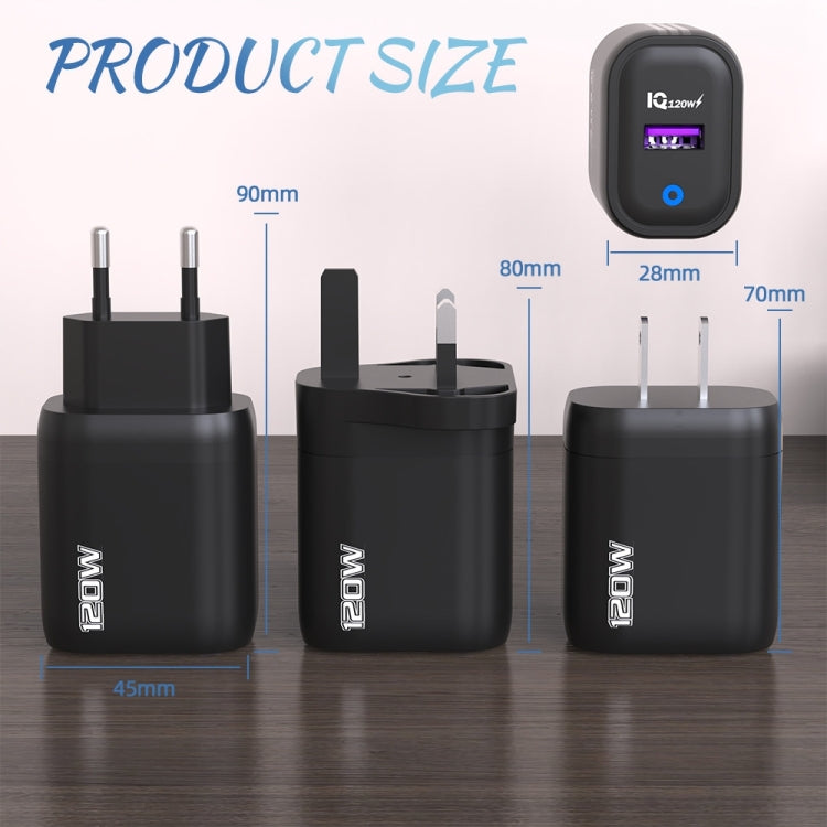 Chargeur rapide USB 120W, prise US, prise EU, prise UK