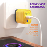 Chargeur rapide USB 120W, prise US, prise EU, prise UK