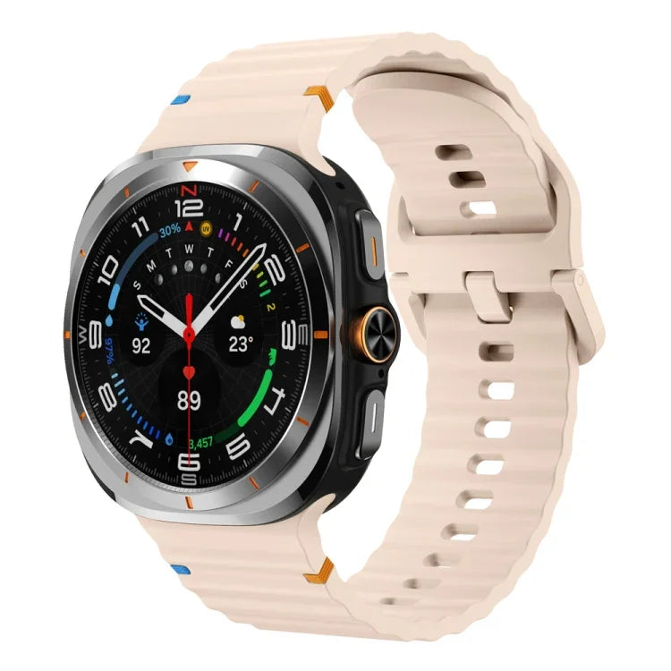 Bracelet de montre en silicone à grain ondulé avec surpiqûres, pour Samsung Galaxy Watch Ultra 47mm / Ultra 2025