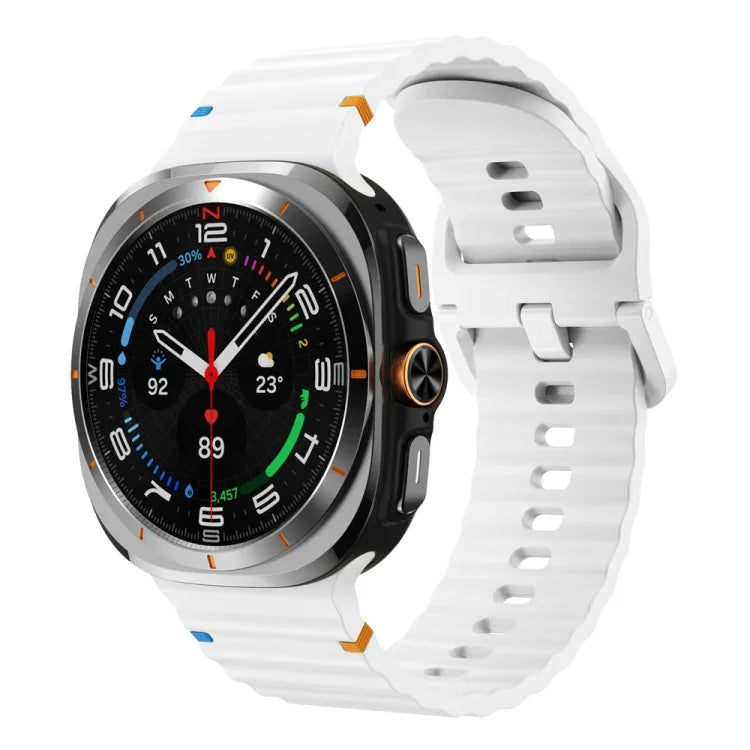 Bracelet de montre en silicone à grain ondulé avec surpiqûres, pour Samsung Galaxy Watch Ultra 47mm / Ultra 2025