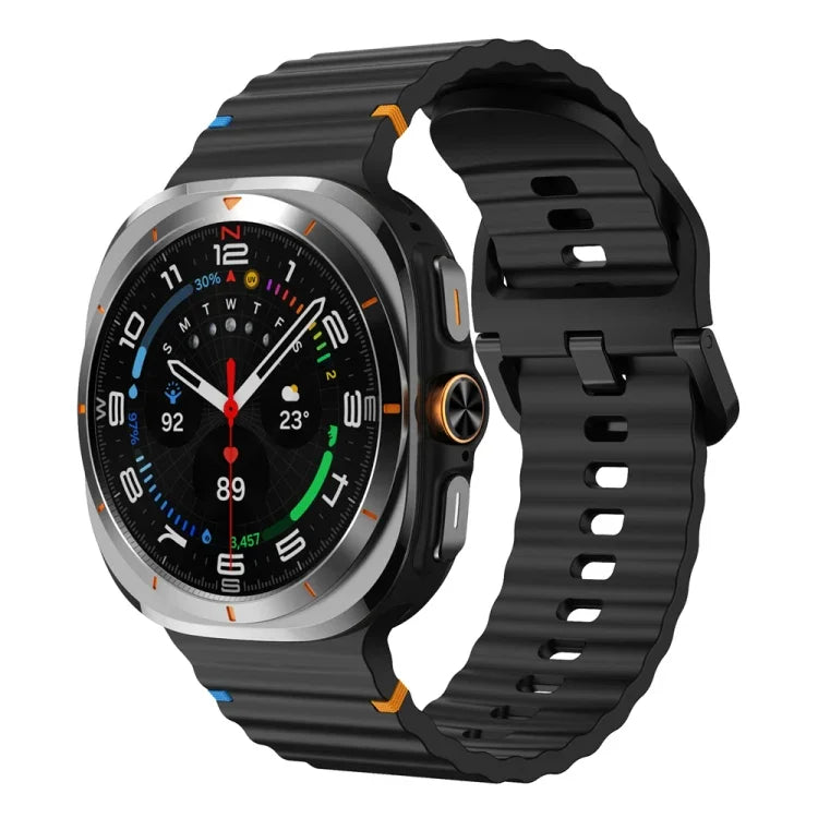 Bracelet de montre en silicone à grain ondulé avec surpiqûres, pour Samsung Galaxy Watch Ultra 47mm / Ultra 2025