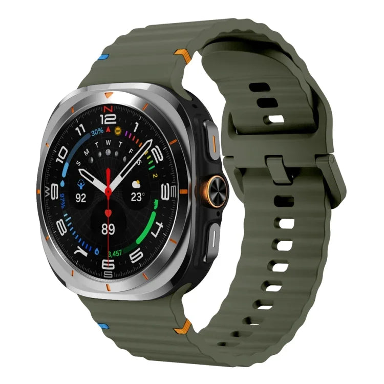 Bracelet de montre en silicone à grain ondulé avec surpiqûres, pour Samsung Galaxy Watch Ultra 47mm / Ultra 2025