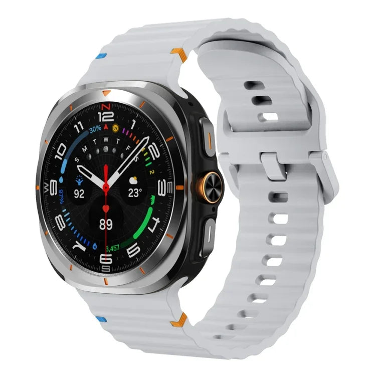 Bracelet de montre en silicone à grain ondulé avec surpiqûres, pour Samsung Galaxy Watch Ultra 47mm / Ultra 2025
