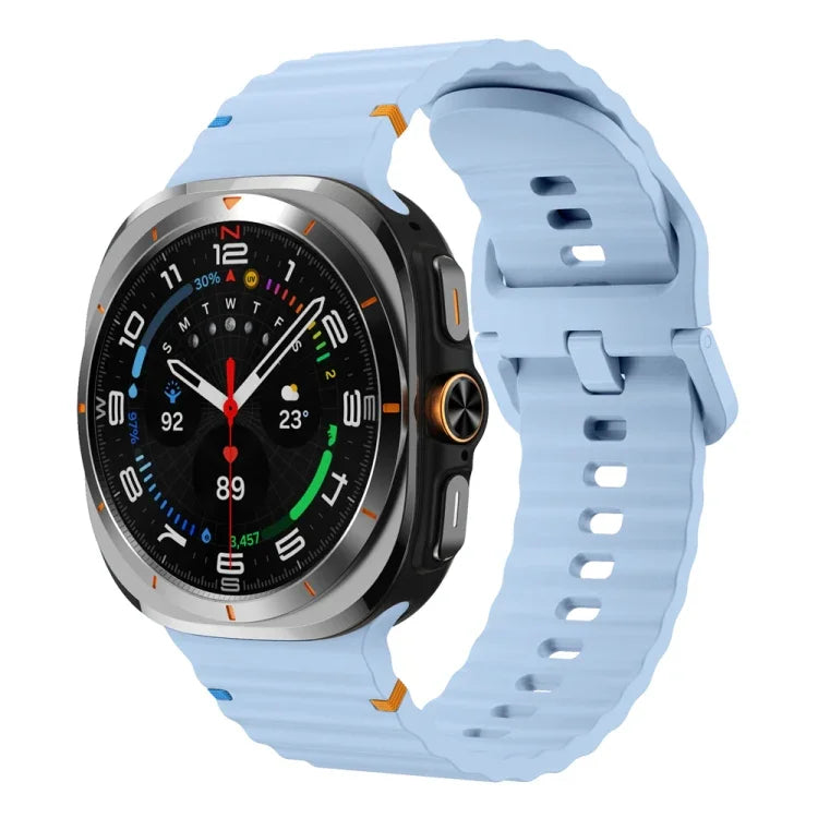 Bracelet de montre en silicone à grain ondulé avec surpiqûres, pour Samsung Galaxy Watch Ultra 47mm / Ultra 2025