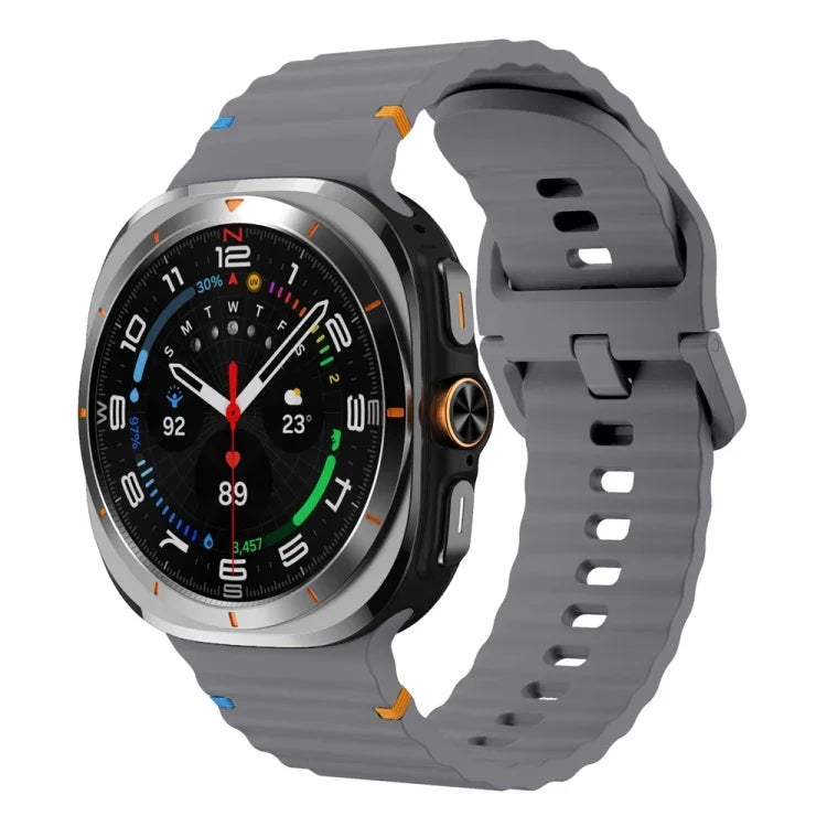 Bracelet de montre en silicone à grain ondulé avec surpiqûres, pour Samsung Galaxy Watch Ultra 47mm / Ultra 2025