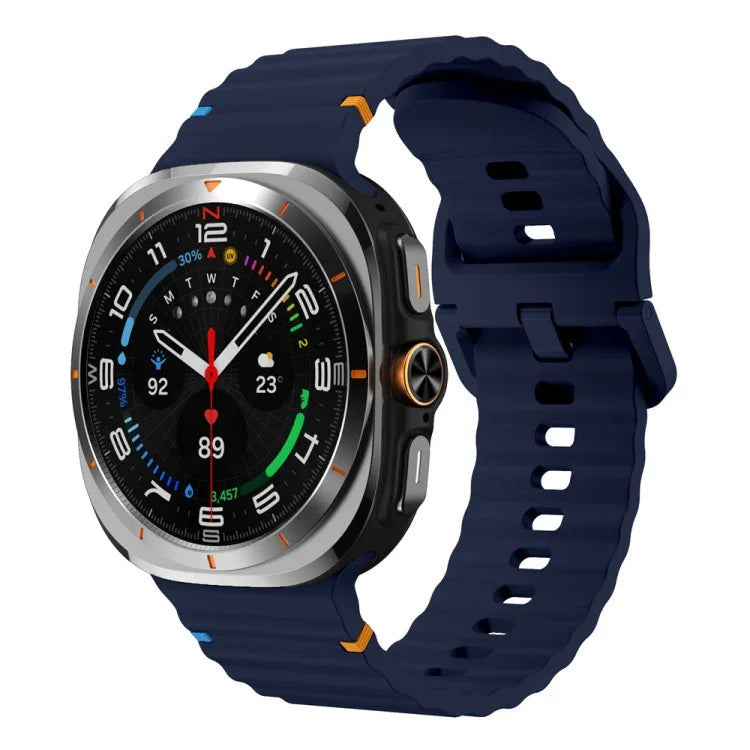 Bracelet de montre en silicone à grain ondulé avec surpiqûres, pour Samsung Galaxy Watch Ultra 47mm / Ultra 2025