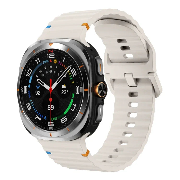 Bracelet de montre en silicone à grain ondulé avec surpiqûres, pour Samsung Galaxy Watch Ultra 47mm / Ultra 2025