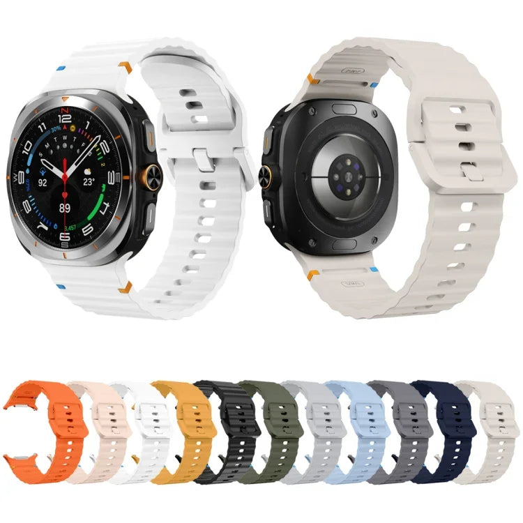 Bracelet de montre en silicone à grain ondulé avec surpiqûres, pour Samsung Galaxy Watch Ultra 47mm / Ultra 2025