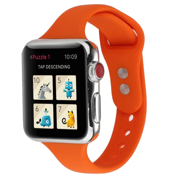 Thin Silicone Double Buckle Replacement Wrist Strap, For Apple Watch Series 7 41mm / 6 & SE & 5 & 4 40mm / 3 & 2 & 1 38mm, For Apple Watch Series 8&7 41mm / SE 2&6&SE&5&4 40mm / 3&2&1 38mm
