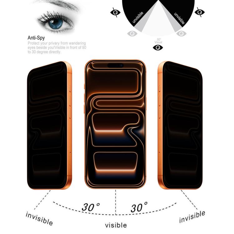 Film en verre trempé 25 pièces pleine couverture anti-espion, pour iPhone 17 Pro Max, pour iPhone 17 Pro, pour iPhone 17, pour iPhone Air, pour iPhone 16 Pro Max, pour iPhone 16 Pro, pour iPhone 16 Plus, pour iPhone 16