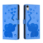 Coque de Téléphone en Cuir Gaufré Éléphant de Dessin Animé, Pour iPhone XR, Pour iPhone XS Max, Pour iPhone 8 Plus / 7 Plus