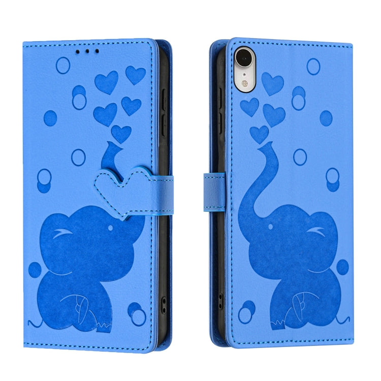 Coque de Téléphone en Cuir Gaufré Éléphant de Dessin Animé, Pour iPhone XR, Pour iPhone XS Max, Pour iPhone 8 Plus / 7 Plus