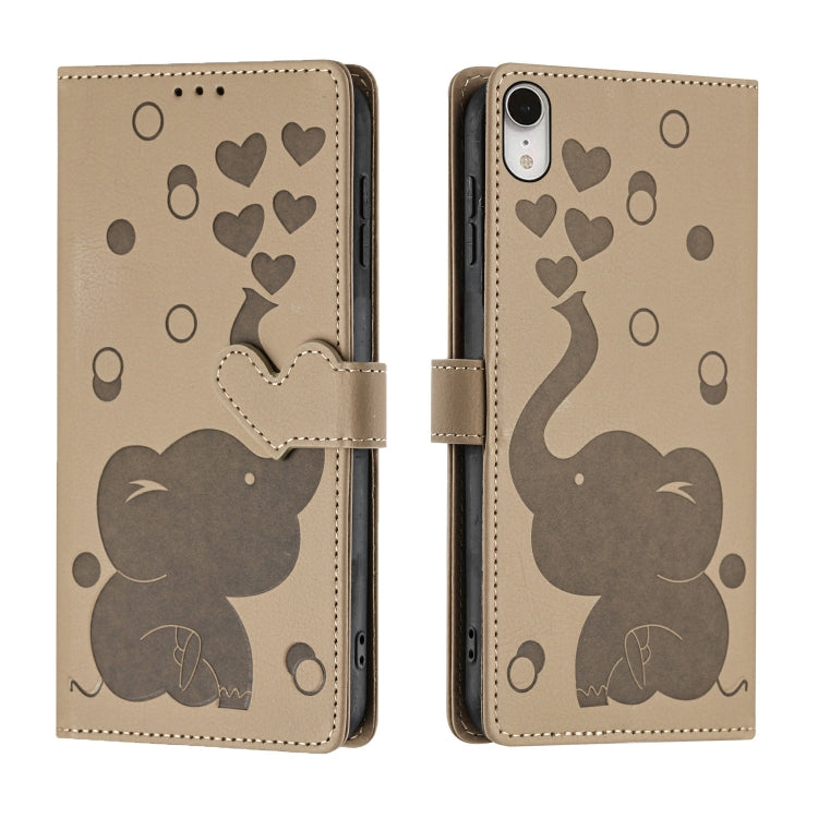 Coque de Téléphone en Cuir Gaufré Éléphant de Dessin Animé, Pour iPhone XR, Pour iPhone XS Max, Pour iPhone 8 Plus / 7 Plus