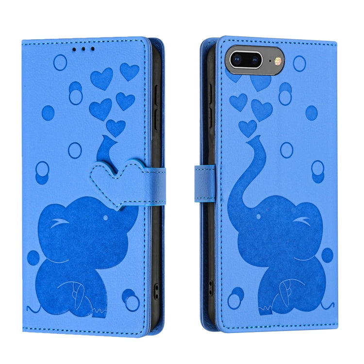 Coque de Téléphone en Cuir Gaufré Éléphant de Dessin Animé, Pour iPhone XR, Pour iPhone XS Max, Pour iPhone 8 Plus / 7 Plus