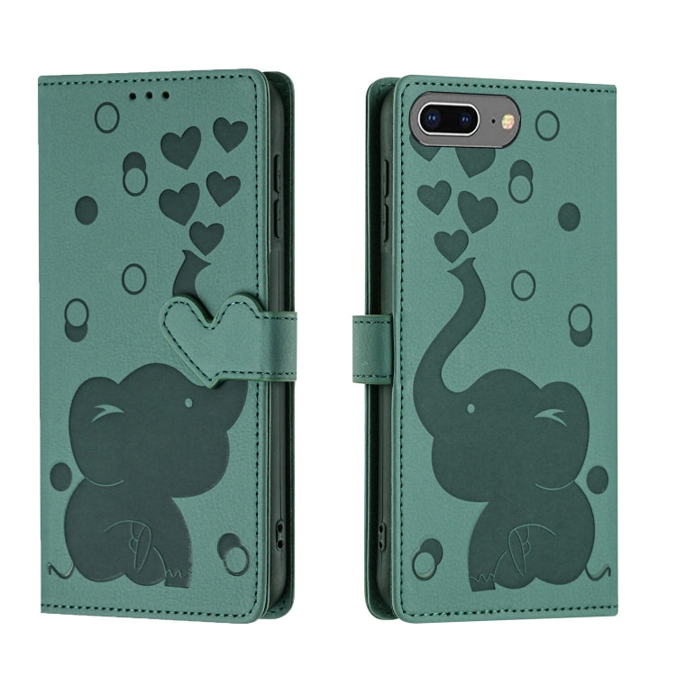 Coque de Téléphone en Cuir Gaufré Éléphant de Dessin Animé, Pour iPhone XR, Pour iPhone XS Max, Pour iPhone 8 Plus / 7 Plus