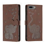 Coque de Téléphone en Cuir Gaufré Éléphant de Dessin Animé, Pour iPhone XR, Pour iPhone XS Max, Pour iPhone 8 Plus / 7 Plus