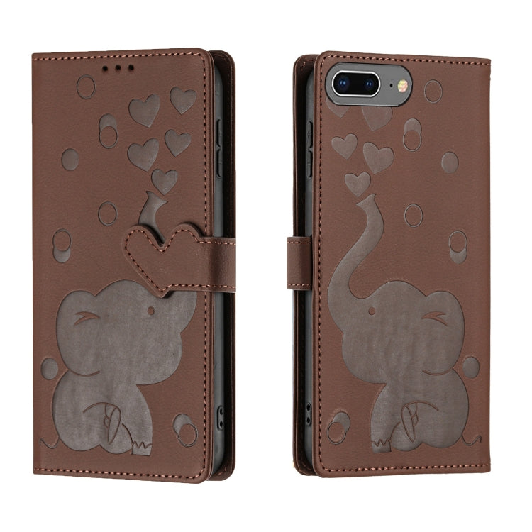 Coque de Téléphone en Cuir Gaufré Éléphant de Dessin Animé, Pour iPhone XR, Pour iPhone XS Max, Pour iPhone 8 Plus / 7 Plus