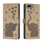 Coque de Téléphone en Cuir Gaufré Éléphant de Dessin Animé, Pour iPhone XR, Pour iPhone XS Max, Pour iPhone 8 Plus / 7 Plus