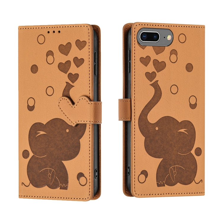 Coque de Téléphone en Cuir Gaufré Éléphant de Dessin Animé, Pour iPhone XR, Pour iPhone XS Max, Pour iPhone 8 Plus / 7 Plus