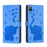 Coque de Téléphone en Cuir Gaufré Éléphant de Dessin Animé, Pour iPhone XR, Pour iPhone XS Max, Pour iPhone 8 Plus / 7 Plus