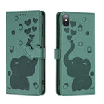 Coque de Téléphone en Cuir Gaufré Éléphant de Dessin Animé, Pour iPhone XR, Pour iPhone XS Max, Pour iPhone 8 Plus / 7 Plus