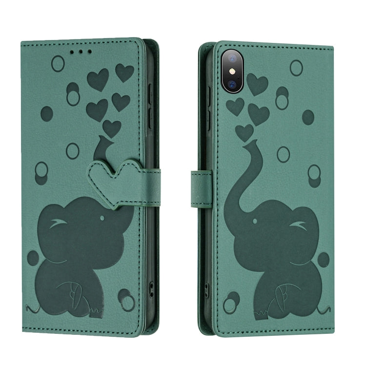 Coque de Téléphone en Cuir Gaufré Éléphant de Dessin Animé, Pour iPhone XR, Pour iPhone XS Max, Pour iPhone 8 Plus / 7 Plus