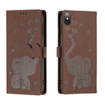 Coque de Téléphone en Cuir Gaufré Éléphant de Dessin Animé, Pour iPhone XR, Pour iPhone XS Max, Pour iPhone 8 Plus / 7 Plus
