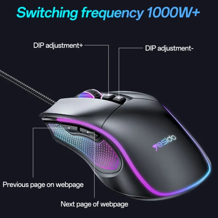 Yesido KB20 Souris Filaire USB 7200DPI RGB, KB20